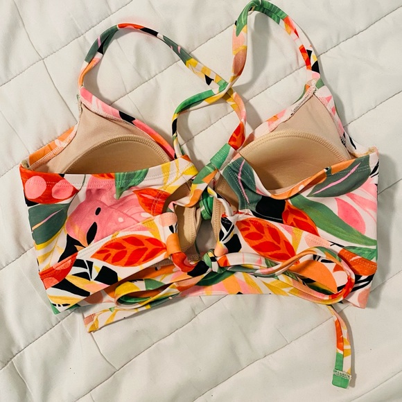 Kona Sol Bikini Top Orange Yellow Peach Olive/Lime Green Black White Tropical - Picture 2 of 3